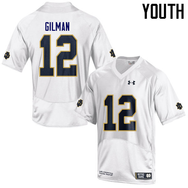 Youth #12 Alohi Gilman Notre Dame Fighting Irish College Football Jerseys Sale-White